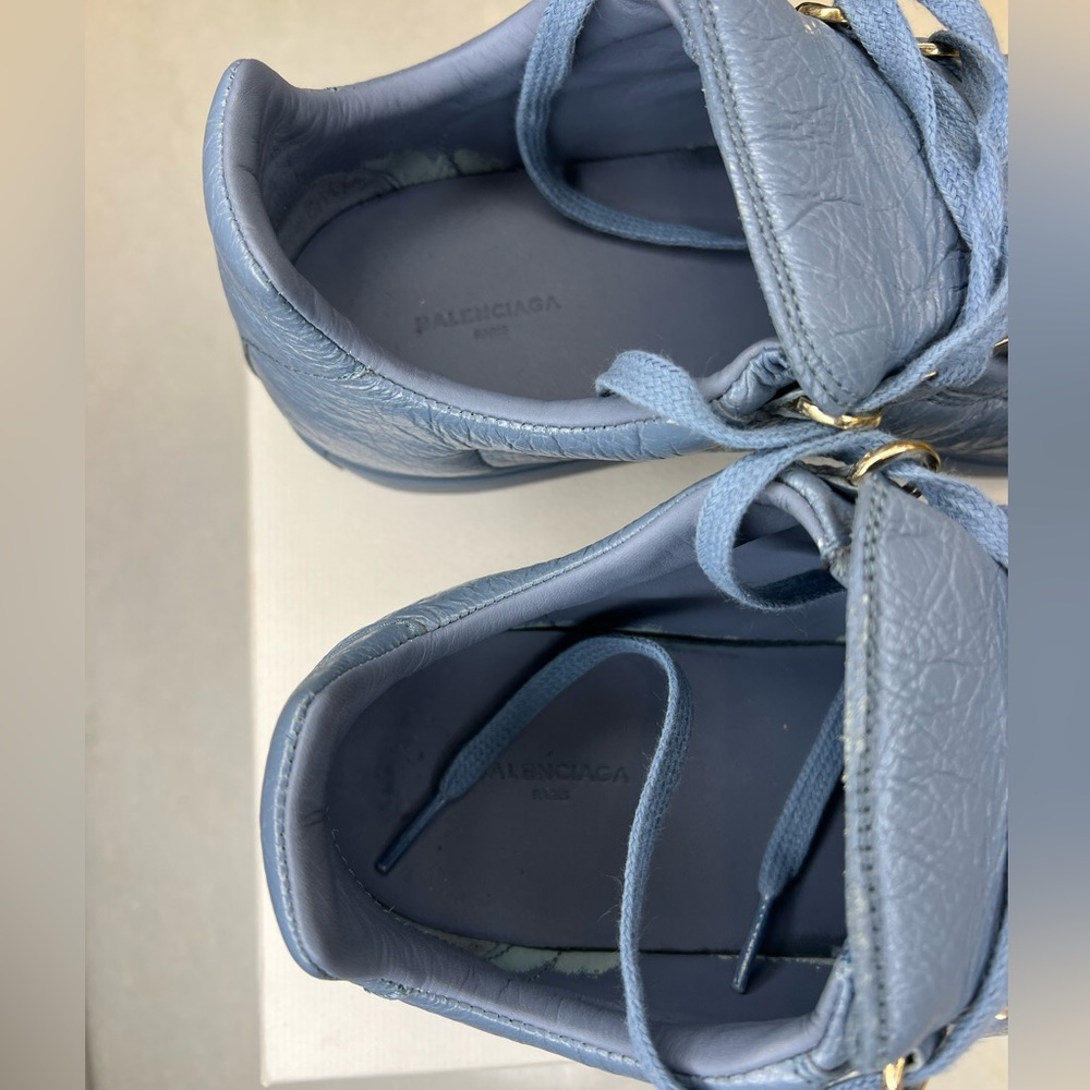 BALENCIAGA WOMENS SNEAKER PELLE ARENA GRIS TITANE TEAL SZ EU 39C - Picture 7 of 11